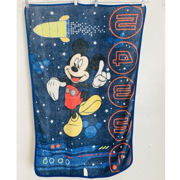 Mickey Mouse Disney Plush Fleece Kid Blanket Blast Off Rocket Space Countdown Bl - Picture 5 of 10